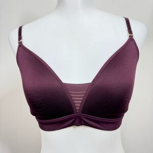 Thirdlove 24/7 Seamless Stripe Wireless Bra Size 34C 1/2 Burgundy Convertible
